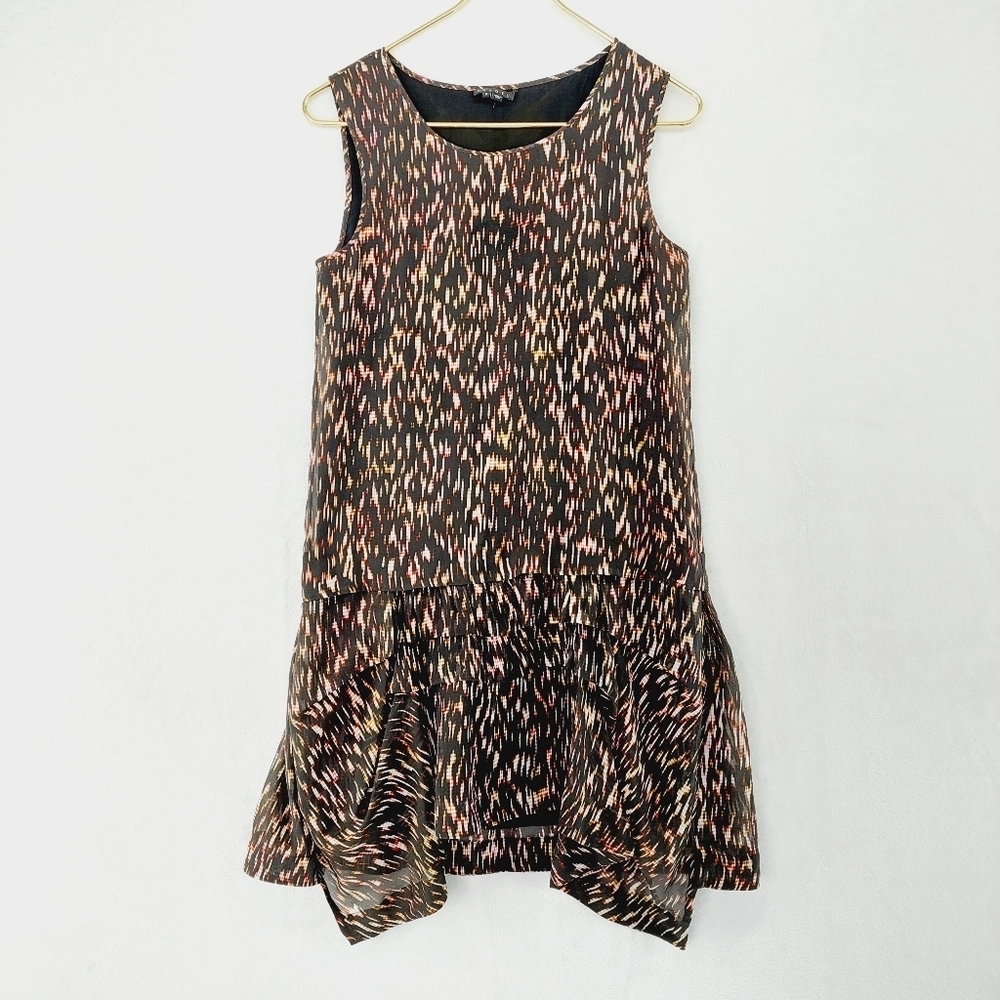 Theory Rikina Flame Silk Chiffon High Low Sleeveless Ruffle Flowy Mini Dress P48 - Picture 2 of 9
